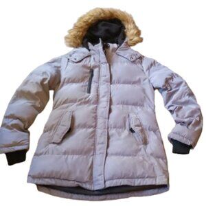 Celsius Gray Satin Coat Size Small With hoodie Original Price $107